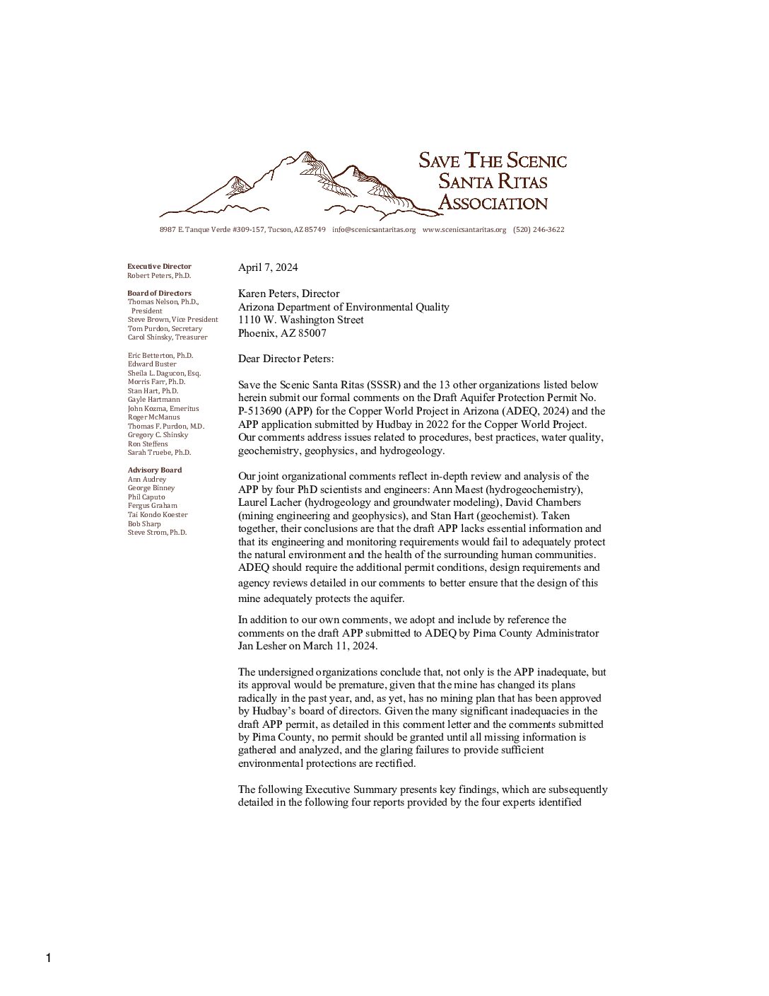 2024 04 07 FINAL SSSR comments on Copper World Draft APP